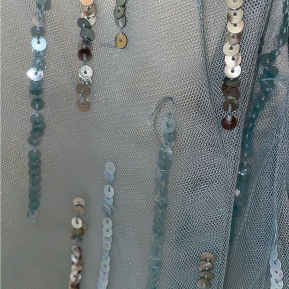 Women’s Elegant BCBGMaxAzria Light Blue Strapless Sequin Dress - Picture 15 of 15